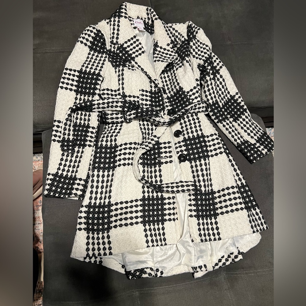 Black and white trench coat